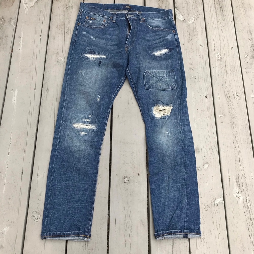 Polo Ralph Lauren Distressed Patches Sullivan Slim Jeans